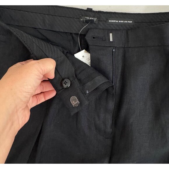 J.Crew Wide-leg Essential pant in linen wide leg classic 90s black sz 14 - Picture 10 of 10